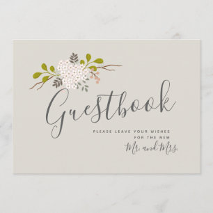Invitación Rótulo del libro de visitas del Boda botánico Hydr