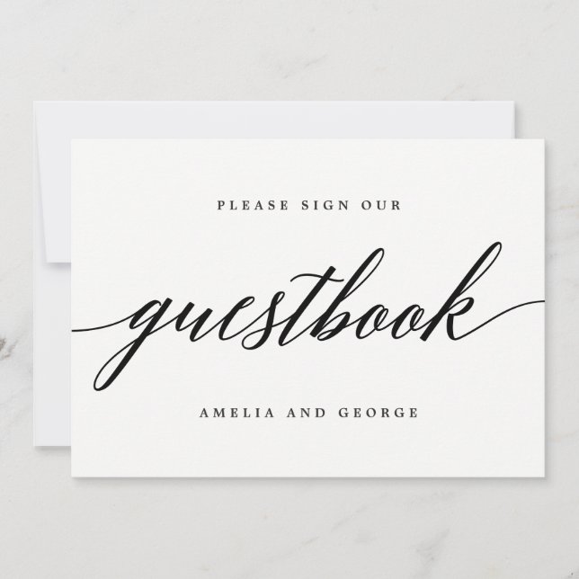 Invitación Rótulo del libro de visitas - Guión moderno (Anverso)