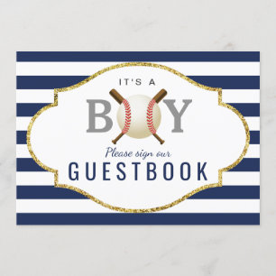 Invitación Rótulo del libro invitado Baseball Boy Baby Showe
