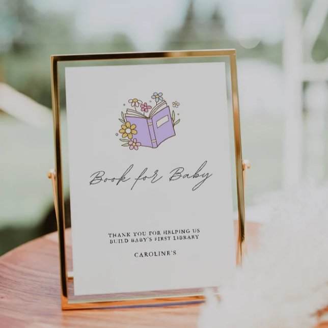 Invitación Rótulo del libro para bebés, Baby Shower (Book for Baby Sign, Baby Shower Invitation)