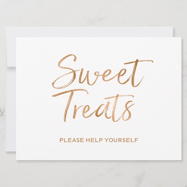 Invitación Rótulo "Dulces"| Rosa de oro elegante (Anverso)