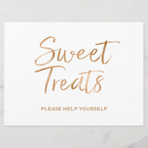 Invitación Rótulo "Dulces" Rosa de oro elegante