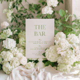 Invitación Rótulo elegante Sage Green & Beige Boda Bar