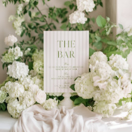 Invitación Rótulo elegante Sage Green & Beige Boda Bar