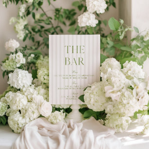 Invitación Rótulo elegante Sage Green & Beige Boda Bar