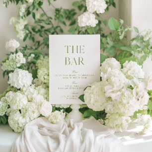 Invitación Rótulo elegante Sage Green & White Boda Bar
