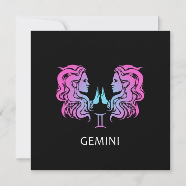 Invitación Rótulo Gemini Zodiac El diseño de los gemelos Rega (Anverso)