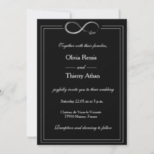 Invitación Rótulo Infinito Boda De Moda Único Blanco Y Negro