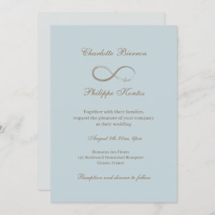 Invitación Rótulo infinito Dusty Blue Gray Gold Elegant Weddi