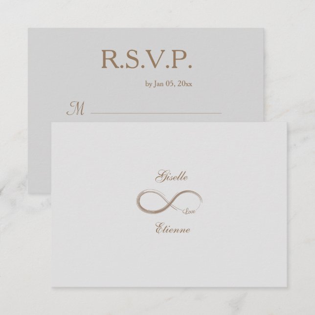 Invitación Rótulo infinito Gris dorado Nombre personalizado B (Anverso / Reverso)