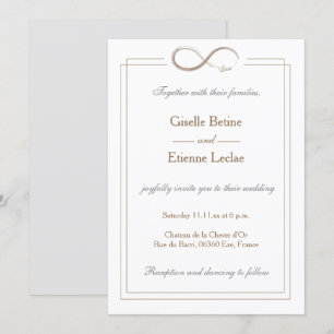Invitación Rótulo infinito Oro Boda Geométrico Gris Blanco