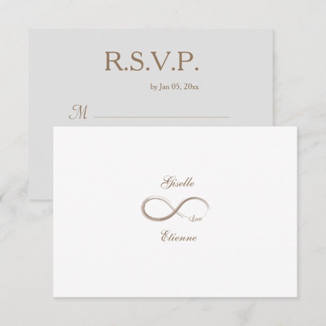 Invitación Rótulo infinito Oro Nombre blanco personalizado Bo (Anverso / Reverso)