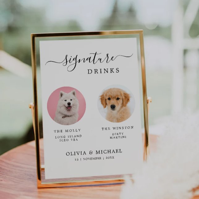 Invitación Rótulo Mascota de bar de perro personalizado | Bod (Custom Dog Bar Pet Sign | Signature Drinks Wedding Invitation)