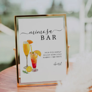 Invitación Rótulo Mimosa Bar, Rótulo Minimalista Boda Bar,