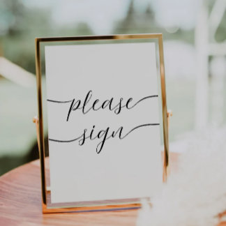 Invitación Rótulo minimalista Por Favor, Libro De Visitas Bod