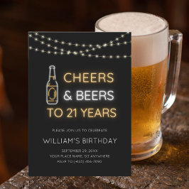 Invitación Rótulo Neon de Salud y Cervezas 21ª foto de cumple