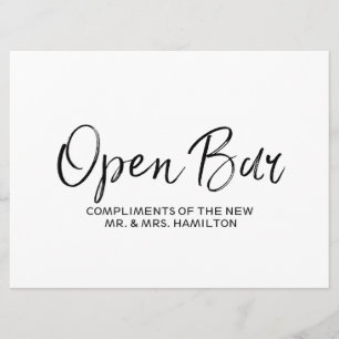 Invitación Rótulo "Open Bar" boda   Letras de estilo