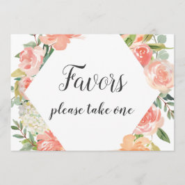 Invitación Rótulo Peach Watercolor Floral Favor