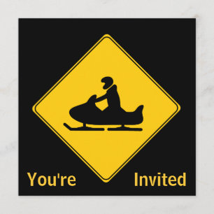 Invitación Rótulo por carretera: moto de nieve
