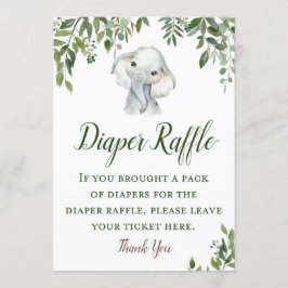 Invitación Rótulo Raffle elefante verde tamaño 5 x 7"