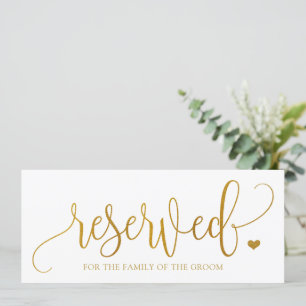 Invitación Rótulo reservado colgando boda - Relieve metalizad