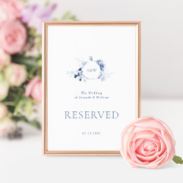 Invitación Rótulo reservado con Dusty Blue Florals