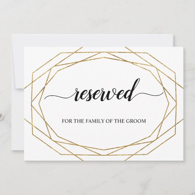 Invitación Rótulo reservado de caligrafía de marco geométrico (Anverso)