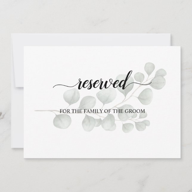 Invitación Rótulo reservado de Eucalyptus Boda (Anverso)