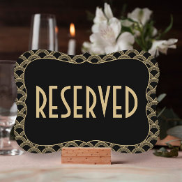 Invitación Rótulo reservado de Gatsby, Boda negro y oro de lo