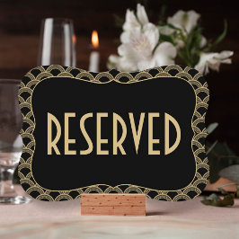Invitación Rótulo reservado de Gatsby, Boda negro y oro de lo
