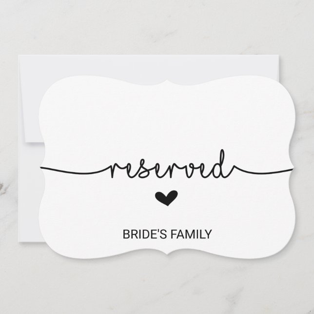 Invitación Rótulo reservado de los corazones de amor (Anverso)