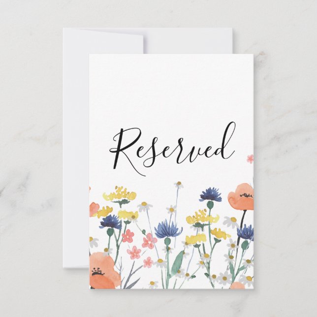 Invitación Rótulo reservado floral de acuarela de flores silv (Anverso)