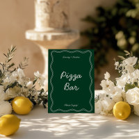 Rótulo Retro Green Handwriting Pizza Bar Tabletop