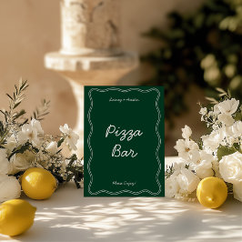 Invitación Rótulo Retro Green Handwriting Pizza Bar Tabletop
