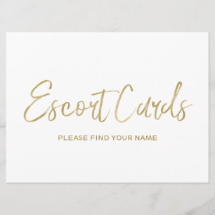 Invitación Rótulo "Tarjetas de Escort" boda   Dorado elegante