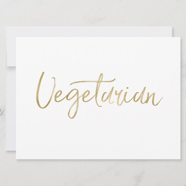 Invitación Rótulo "vegetariano" | Letras de mano de oro con e (Anverso)