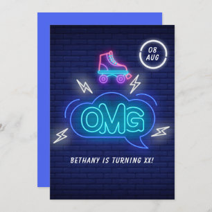 Invitación Rótulos Retro Neon Cumpleaños