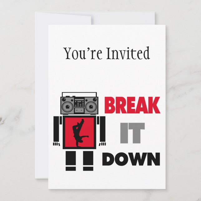Invitación Rotura del robot de Boombox del muchacho de B él (Anverso)