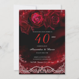 Invitación Rouge et Noir 40e Anniversario de Mariage