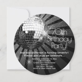 Invitación Round Disco Ball 70 cumpleaños