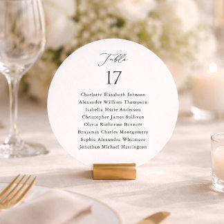 Invitación Round Table Number with Guest List