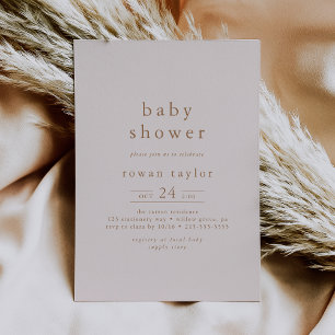 Invitación ROWAN Boho Chica Oro Rosa simple Baby Shower