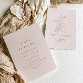 Invitación ROWAN Neutral Oro Rosa Boho Bebé Bebé Sencillo Esp