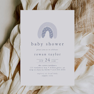 Invitación ROWAN Summer Boy Blue Boho Rainbow Baby Shower