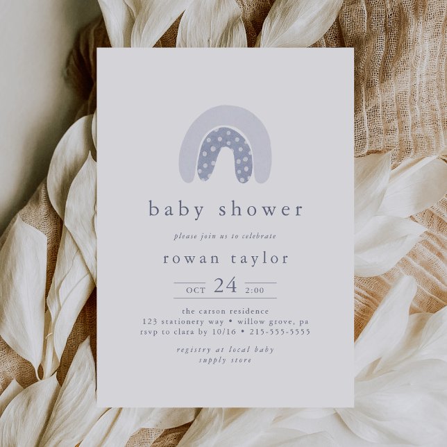 Invitación ROWAN Summer Boy Blue Boho Rainbow Baby Shower (ROWAN Summer Boy Blue Boho Rainbow Baby Shower Invitation)