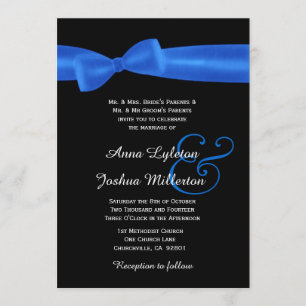 Invitación ROYAL AZUL Faux Satin Bow Black Elegant Wedding