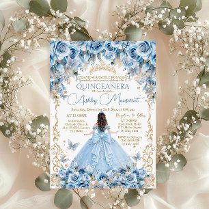 Invitación Royal Baby Azul Corona Quinceañera