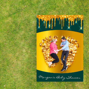 Invitación Royal Baby Shower Feet Chica Boy Gold Green