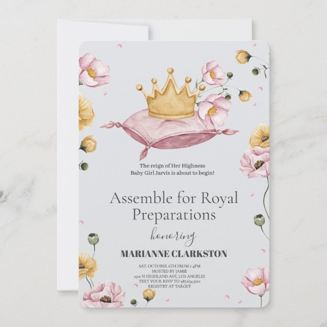 Invitación Royal Baby Shower in the Dream Castle (Anverso)