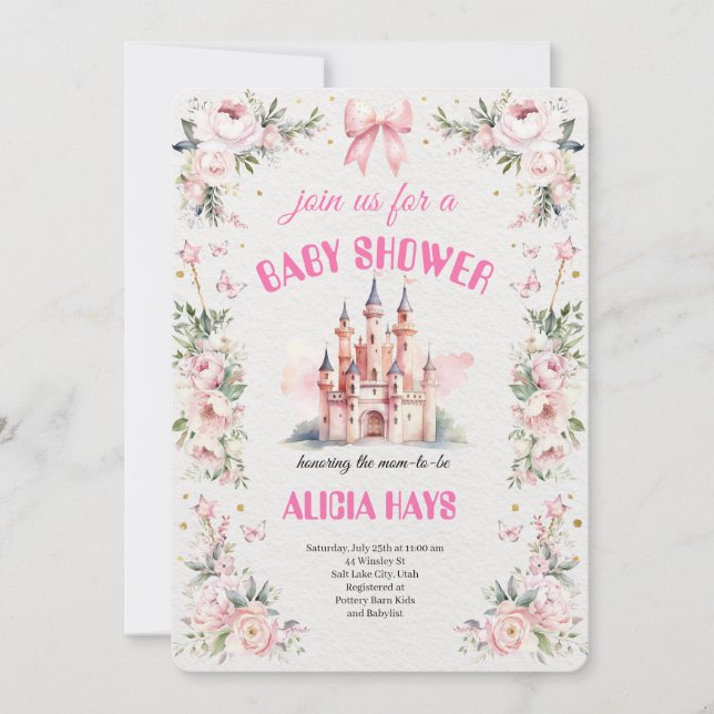 Invitación Royal Baby Shower in the Dream Castle (Anverso)